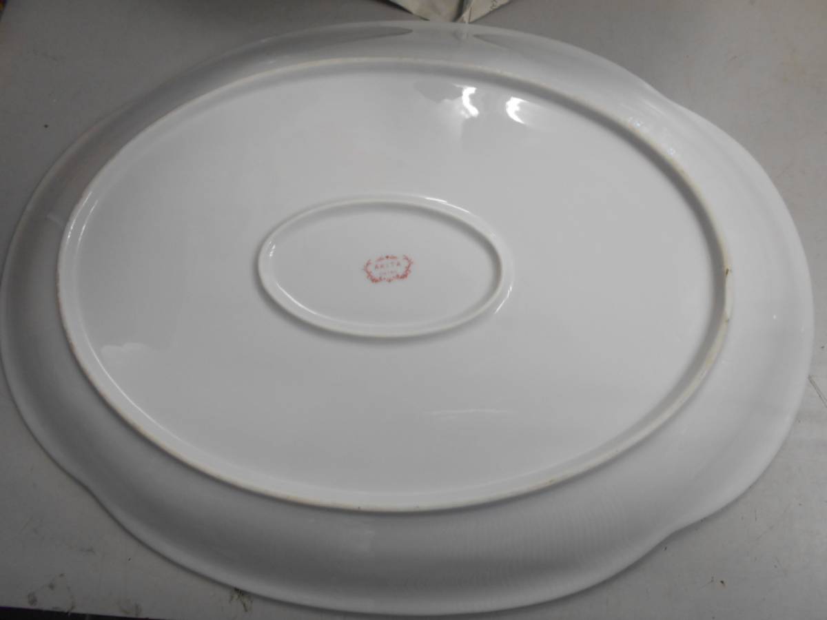 AKITA CHINA 大皿 盛り皿 オードブル皿 刺身皿 花柄 バラ柄 約3727センチ 未使用新品_画像3