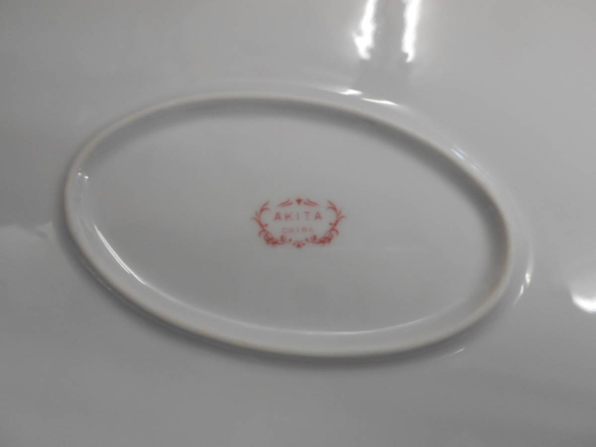 AKITA CHINA 大皿 盛り皿 オードブル皿 刺身皿 花柄 バラ柄 約3727センチ 未使用新品_画像4