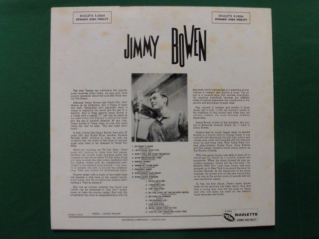 Jimmy Bowen/Same 　50'sロカビリー＆ロックンロール、ベーシスト　入手困難なシングル音源コンピレーションUSアナログ_画像2