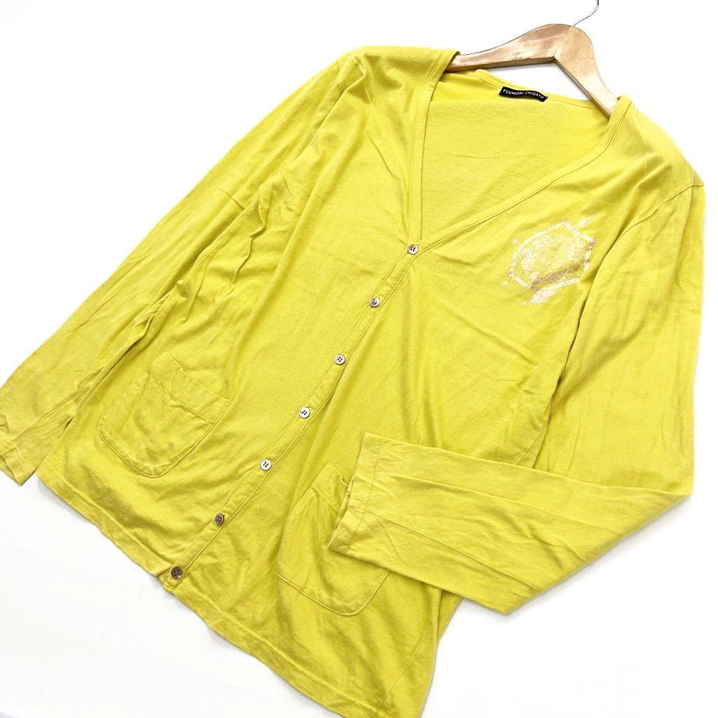  Tsumori Chisato * TSUMORI CHISATO для мужчин и женщин * хлопок кардиган желтый 2 шт . Street casual б/у одежда MIX замечательный departure цвет!#S686