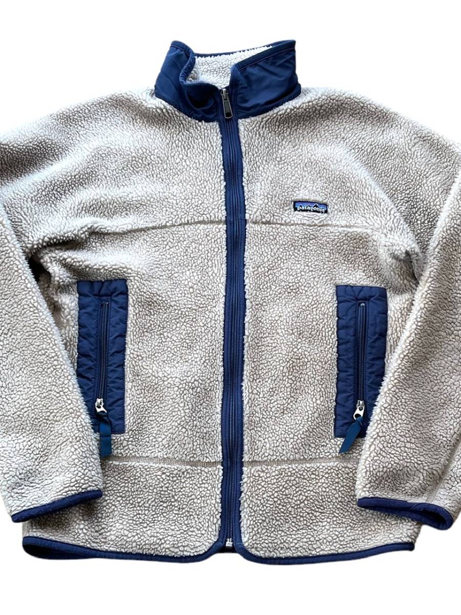 ★★★90's us製 patagonia パタゴニア 初期レトロＸ ファースト パイルフリースジャケット Ｓ ナチュラルxグレー★★★★_画像1