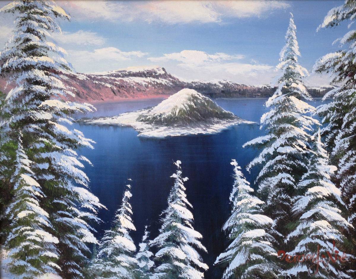絵画 油絵 風景画　冬の屈斜路湖 F6　ＷＧ143 お部屋のイメージを変えてくれる絵画です。_画像5