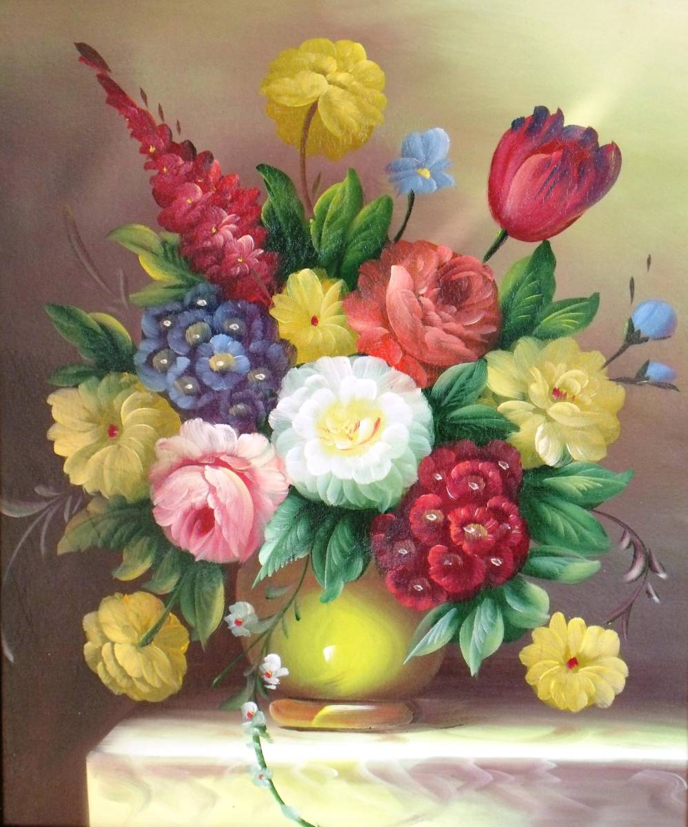  picture oil painting oil painting autograph still-life picture vase. flower 1 12 number . many . not exhibition price becoming.. part shop. image . changing temi not ..