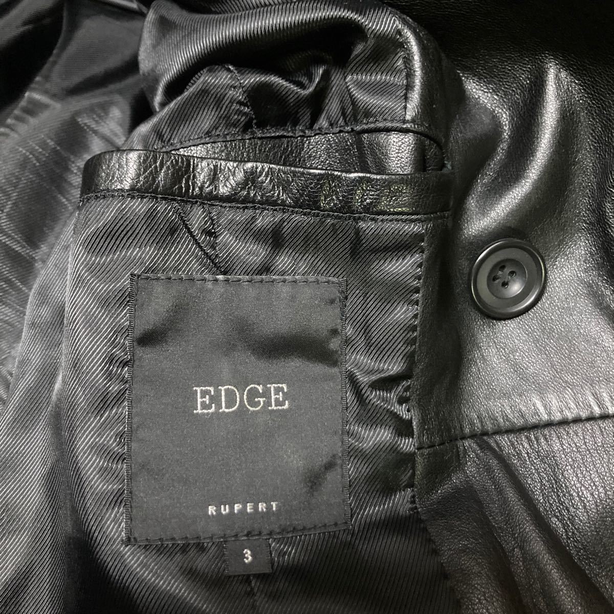 【希少】EDGE RUPERT エッジ　ルパート　ダブルライダースジャケット ラムレザー 　羊革　サイズ表記3 M〜L