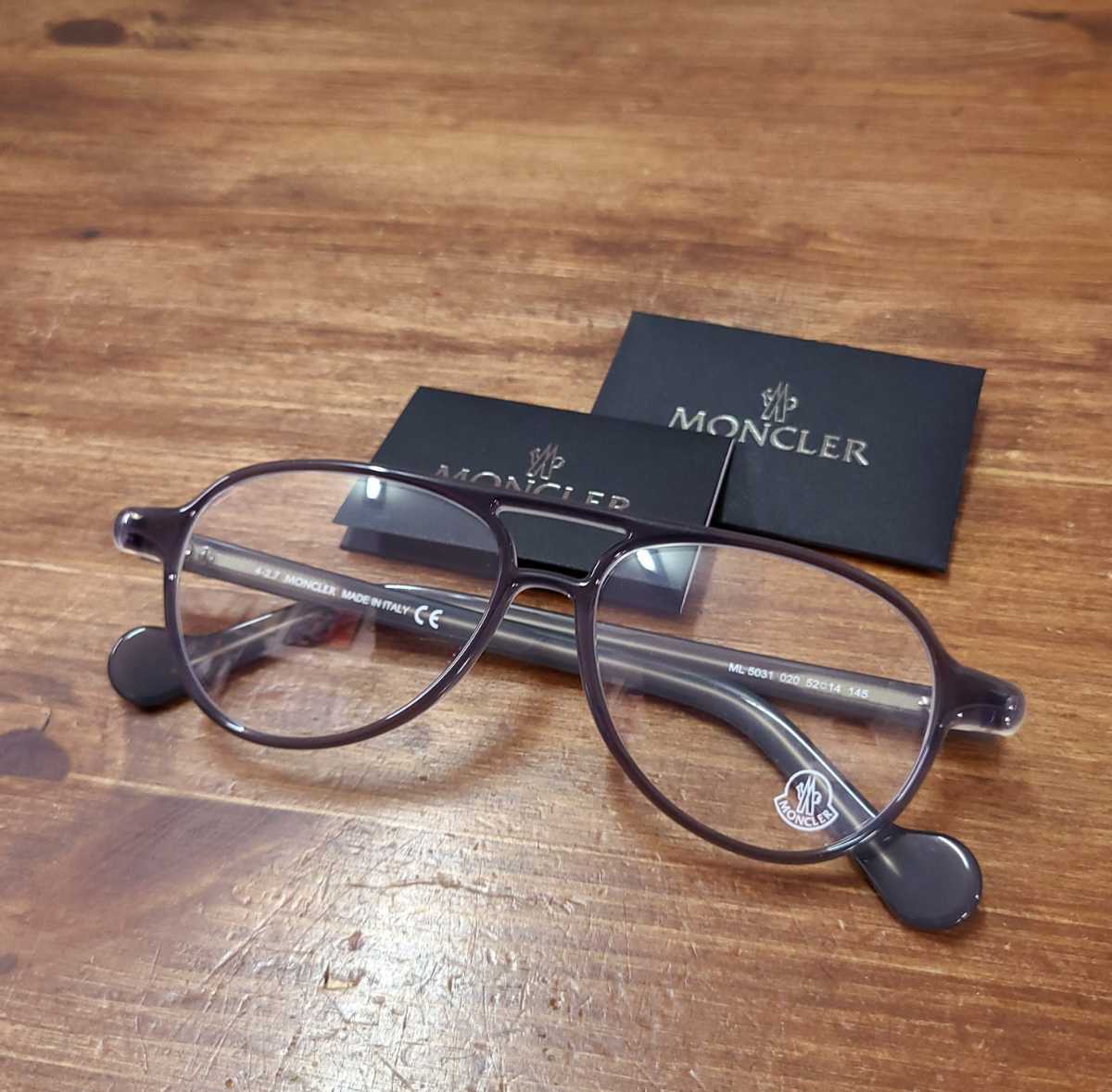 日本製 未使用☆MONCLER モンクレール 眼鏡 メガネフレーム ML5031 サイドロゴ ツーブリッジ セルフレーム ティアドロップ型 その他