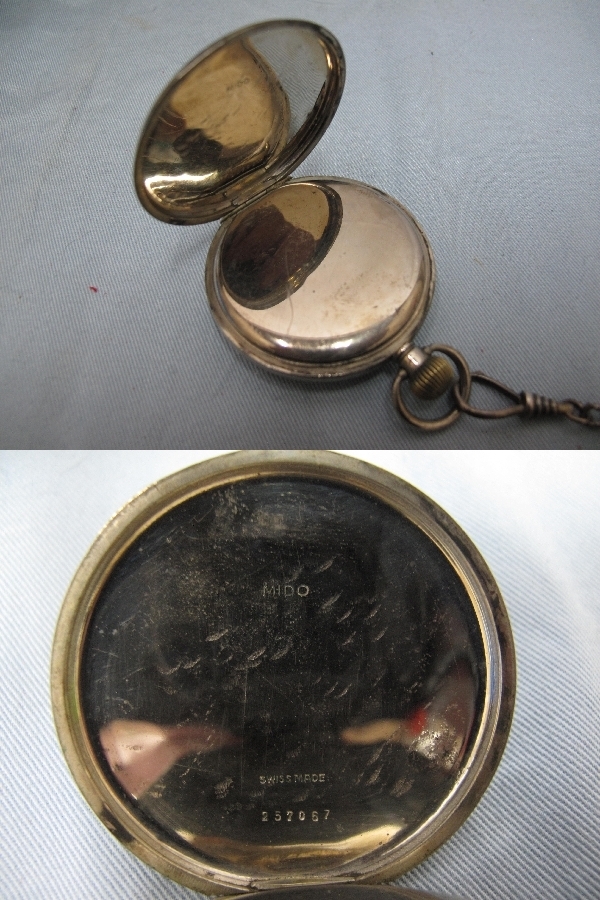 MIDO ミドー 手巻懐中時計 スモセコ付（984）稼動品 アンティーク コレクション 鎖付の画像7