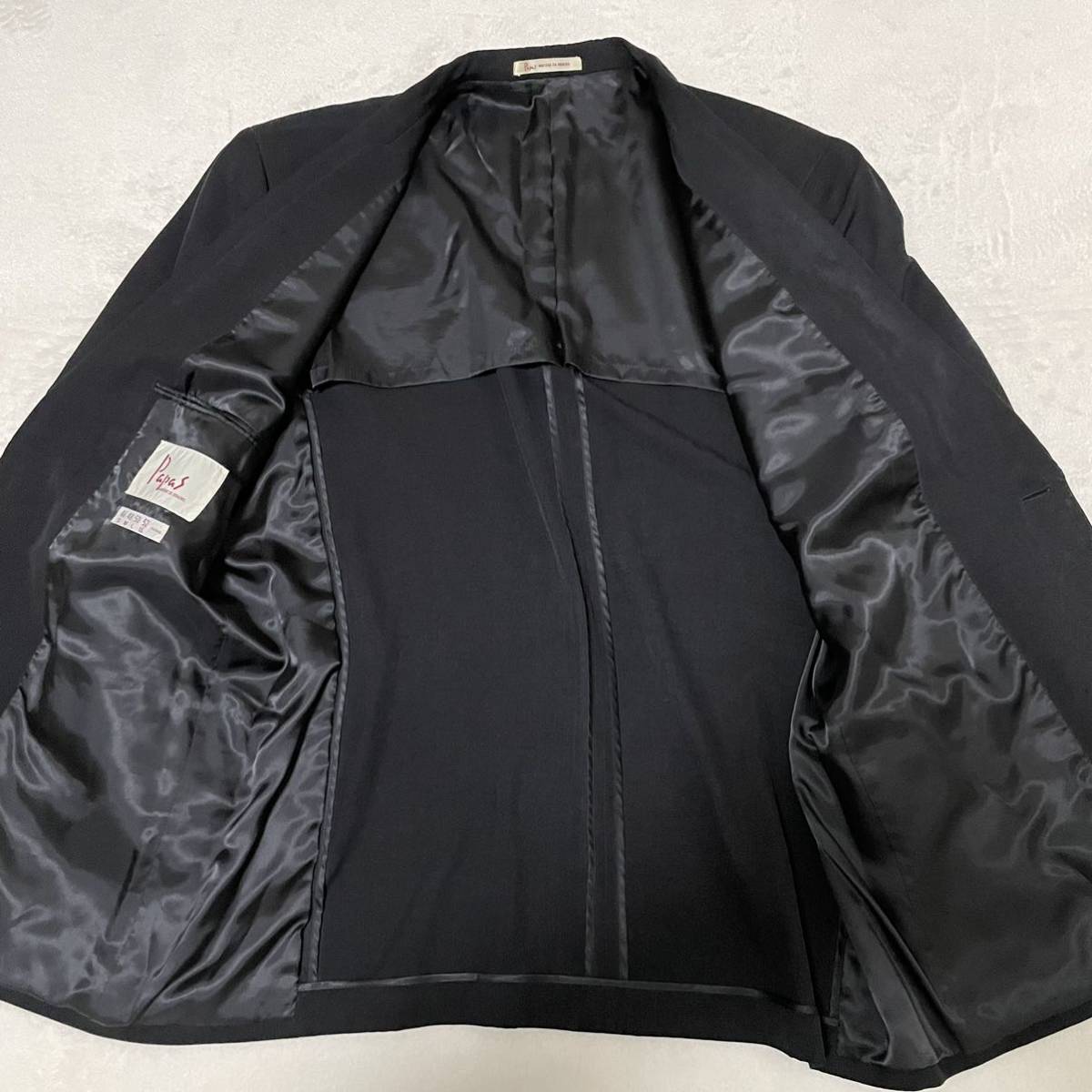 パパス【極上シルク100%】PAPAS テーラードジャケット　52 / XLサイズ以上 ブラック　メンズ_画像5