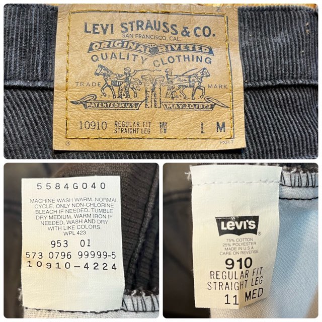 メンズ パンツ Levi's 910 リーバイス コーデュロイ ブラウン 茶 アメリカ製 ストレート 秋 冬 FE377 / 約W31 全国一律送料520円_画像2