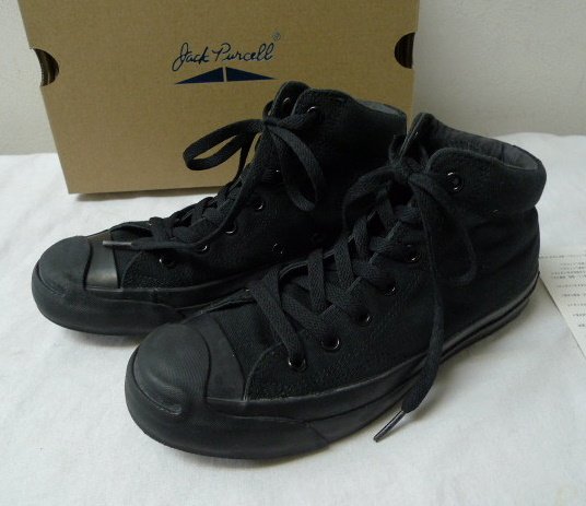 ◆ CONVERSE JACK PURCELL MID BLACK MONOCHROME コンバース ジャックパーセル ミッド ブラックモノクローム スニーカー 23.5cm 1C833_画像2