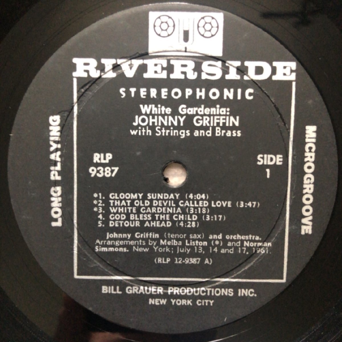 原信夫Collection 美盤 激レア 1961年米国初盤 Johnny Griffin LPレコード White Gardenia - A tribute to Billie Holiday_画像7