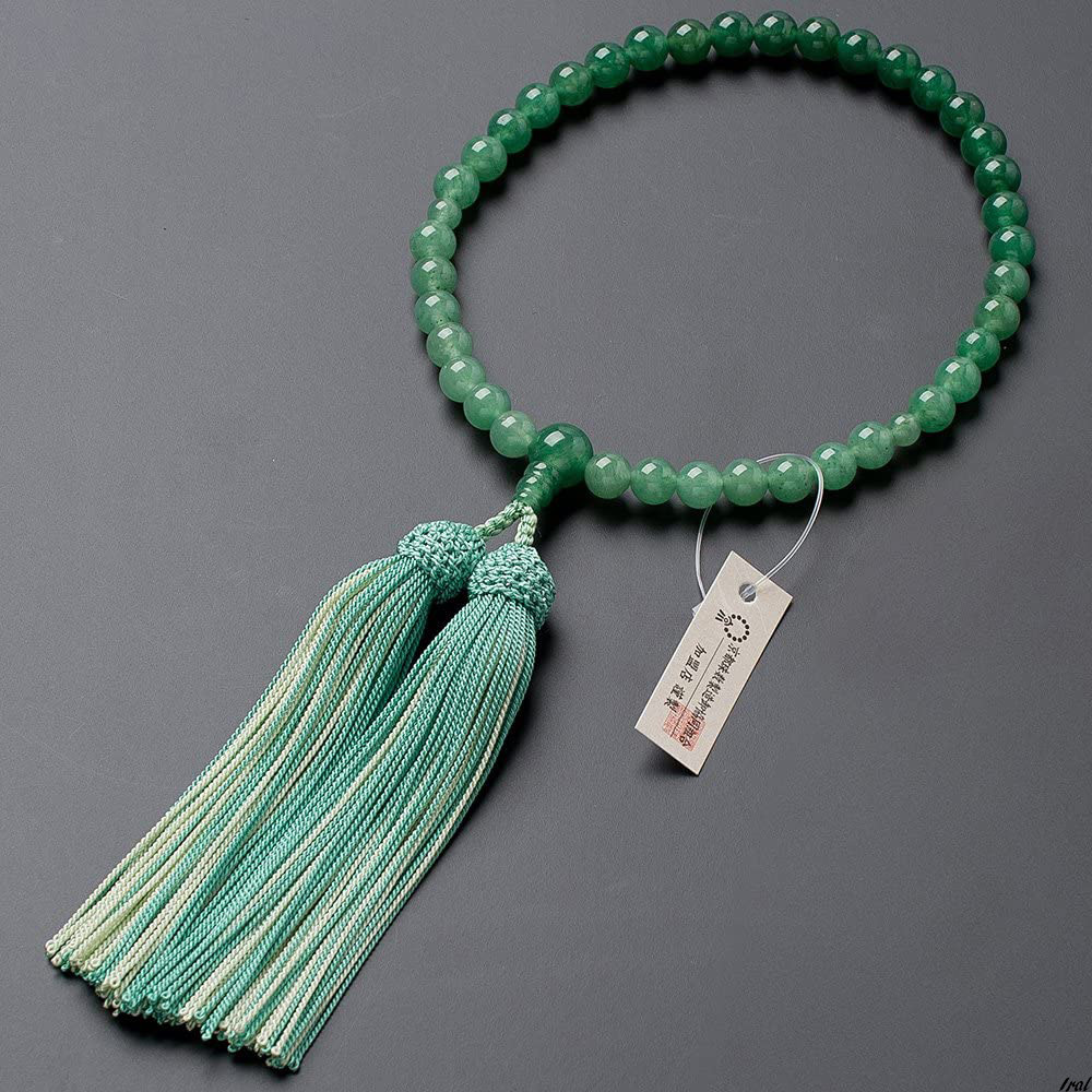 日本製 女性用 数珠 京念珠 インド翡翠 すべての宗派で使える 数珠袋