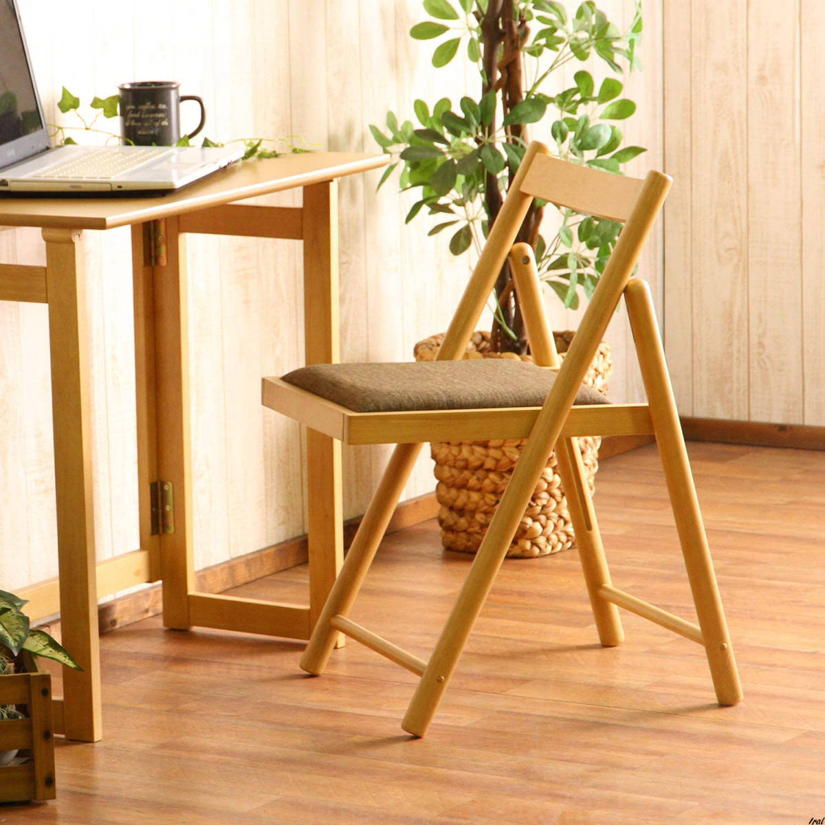 折りたたみチェア 椅子 幅43×奥行53×高さ70cm ナチュラル 木製 コンパクト
