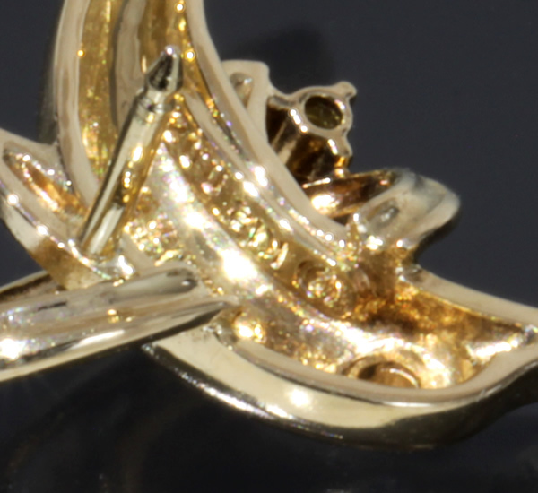 タサキ 田崎真珠 TASAKI イルカ ダイヤ ピンブローチ K18YG○0.02ct