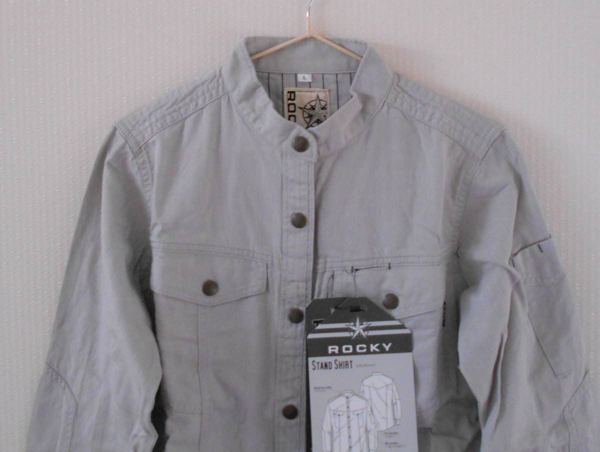【新品】ROCKY　レディース　スタンドカラーシャツ　Sサイズ　サンドグレー　定価3980円_画像2