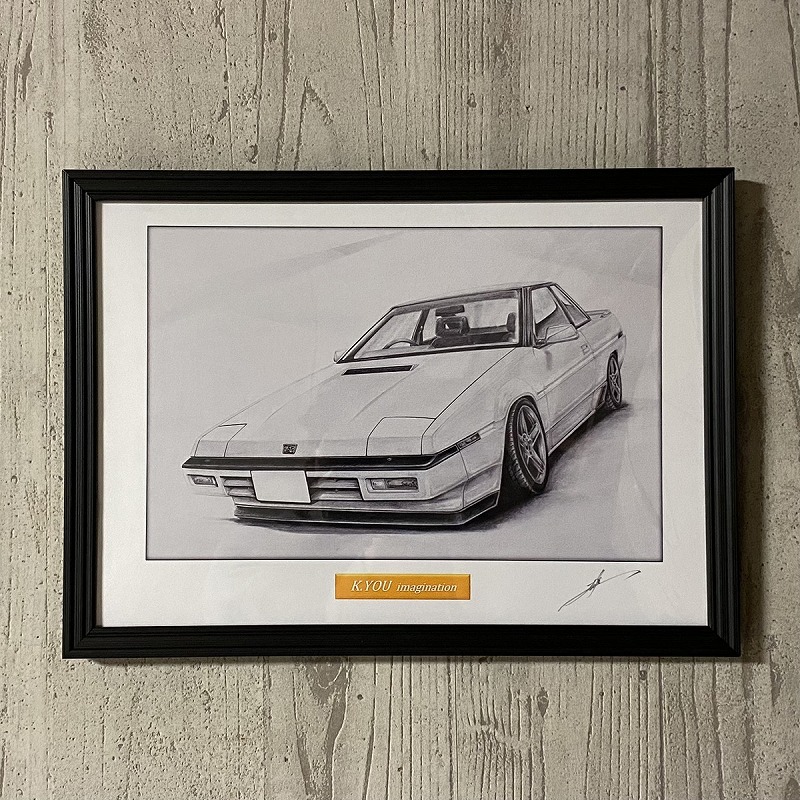 SUBARU Subaru Alcyone ( first generation ) [ pencil sketch ] famous car old car illustration A4 size amount attaching autographed 