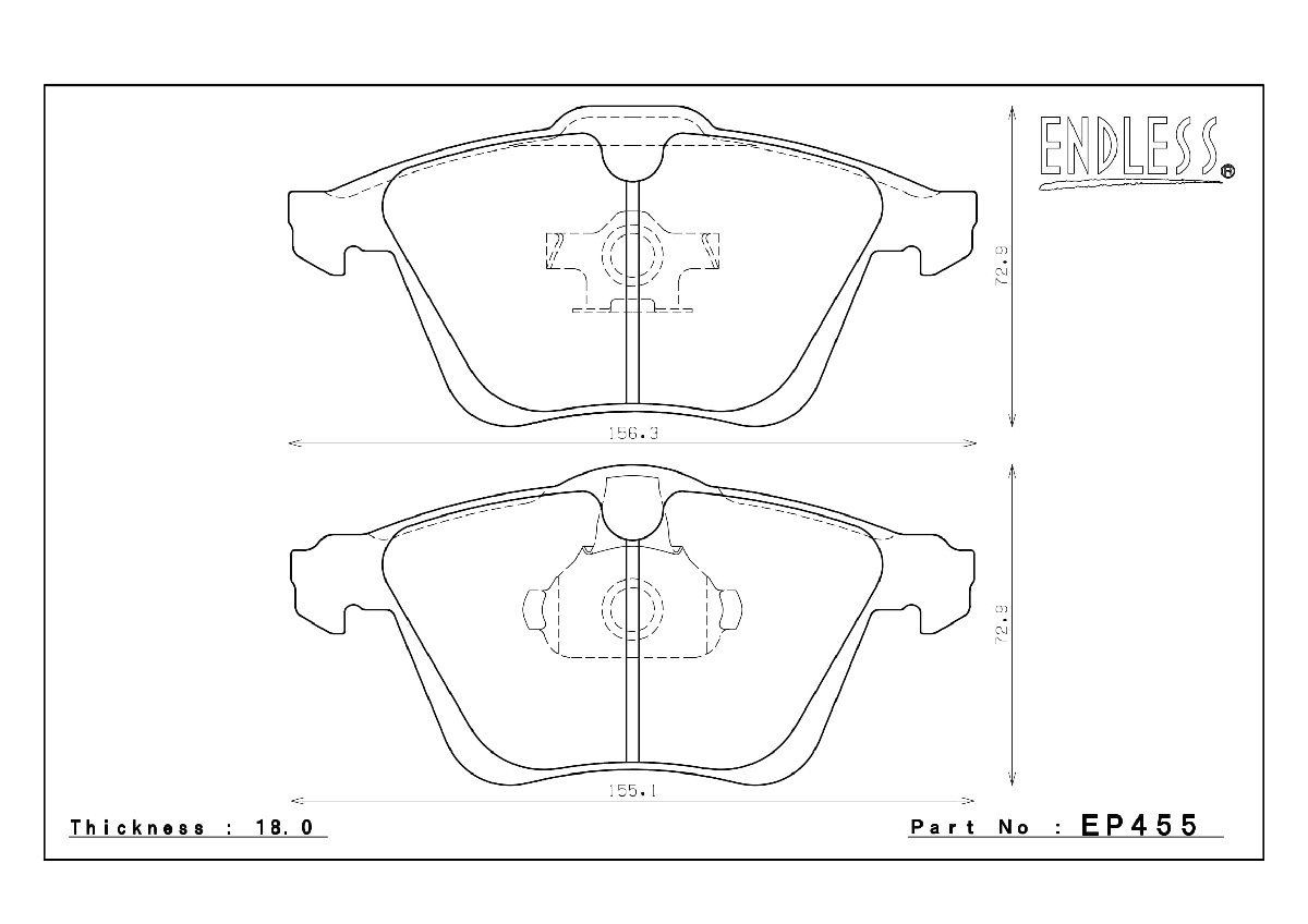 エンドレス ブレーキパッド SSM PLUS EP455 フロント マツダ アクセラ スポーツ BK3P (マツダスピード) ENDLESS 足回り 送料無料_画像3