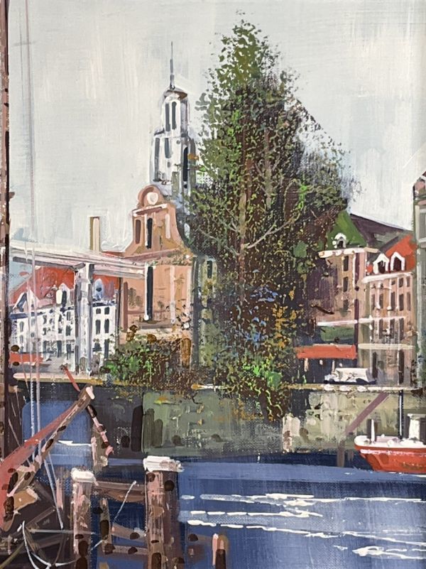 人気 絵画 油絵 竹内敏彦 肉筆油絵 西ヨーロッパ オランダの風景 F6