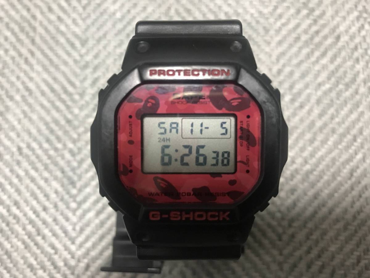 CASIO G-SHOCK x A BATHING APE DW-5600VT エイプ カモ 迷彩 赤 BAPE スピード_画像1