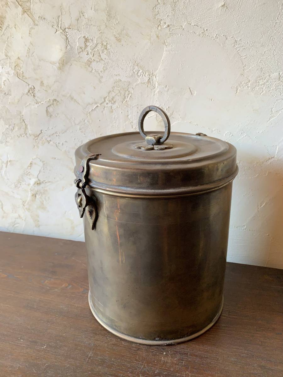  India antique Vintage brass lunch box storage interior display hand made .. old .. car Be 