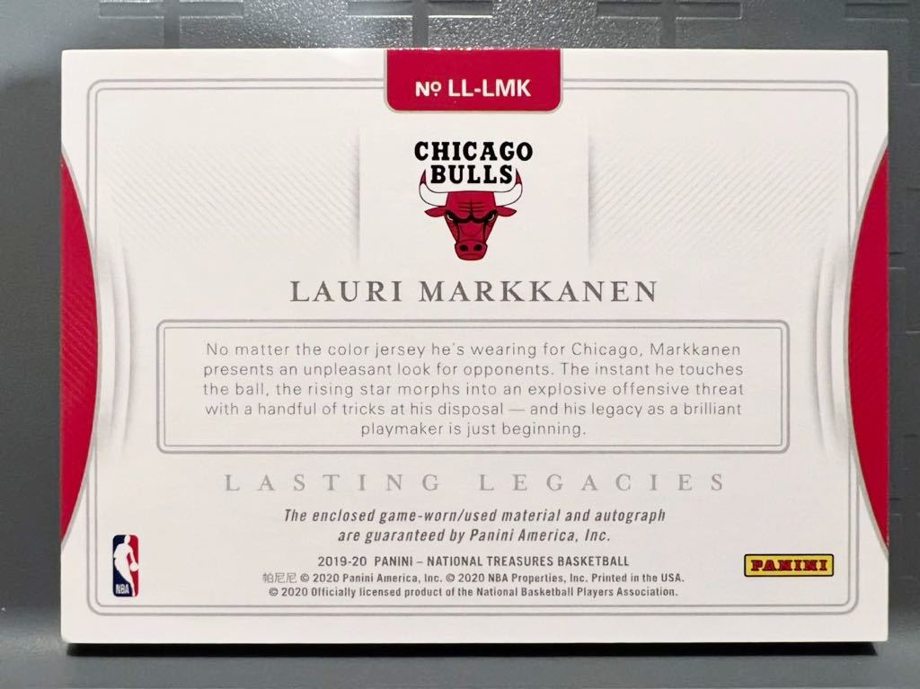 最高級/25 Auto Patch 19 Panini 国宝 Lauri Markkanen ラウリ・マルケネン NBA サイン Bulls ブルズ ユニフォーム バスケ Jazz ユタジャズ_画像2