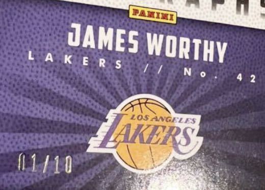 超絶レア01/10枚限定 Die-cut Auto 13 Panini HOF James Worthy ジェームズ・ウォージー NBA サイン Lakers レイカーズ MVP Showtime 優勝_画像5
