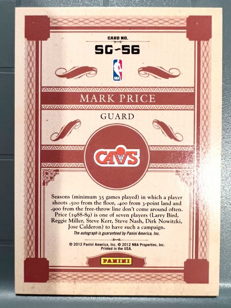 最高級版149 Auto 12 Panini GS Mark Price マーク・プライス NBA サイン ユニフォーム バスケ 4回 All-star Cavs キャブス 米代表金_画像2