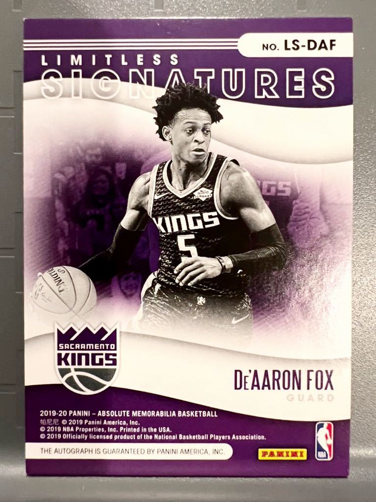 超絶レア直書10枚限定 Black Foiled Auto 19 Panini De'Aaron Fox