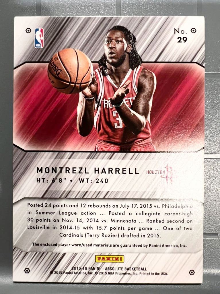 SP125枚限定 RC Jersey Ball 15-16 Panini Montrezl Harrell モントレズ・ハレル NBA ルーキー バスケ ユニフォーム ボール 76ers MIP_画像2