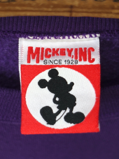 90s USA製 MICKEY,INC ディズニー ミッキーマウス プリント スウェット(メンズ L)パープル オールドミッキー ビンテージ_画像6