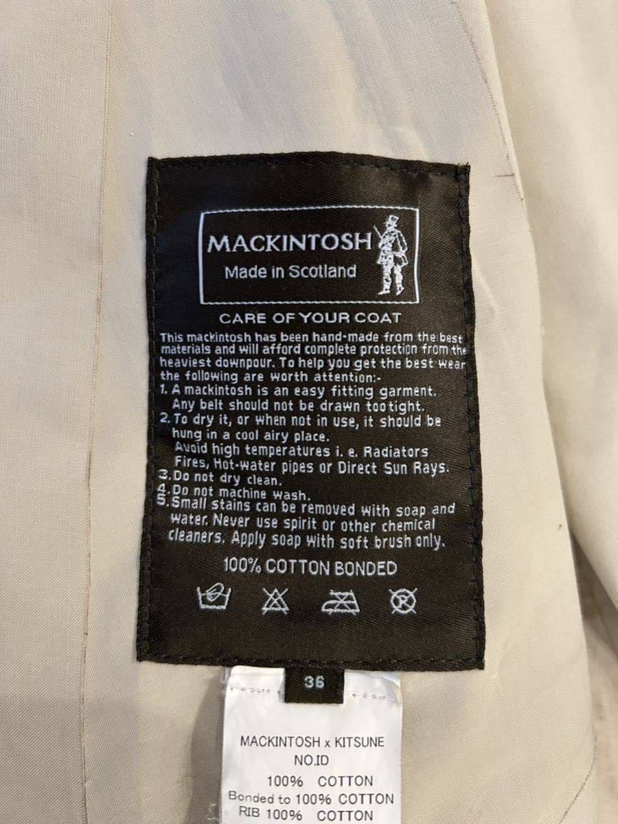 MACKINTOSH×KITUNE ゴム引き ブルゾン G9 スイングトップ サイズ 36 英国製 IVORY マッキントッシュ Maison KITUNE ダブルネーム コラボ_画像4