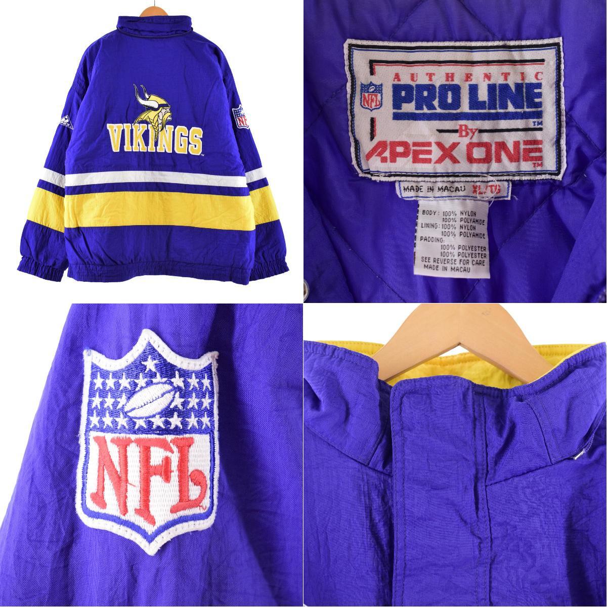 古着 90年代 APEX ONE NFL MINNESOTA VIKINGS ミネソタバイキングス ハーフジップ 中綿ジャケット メンズXL  ヴィンテージ /eaa294411