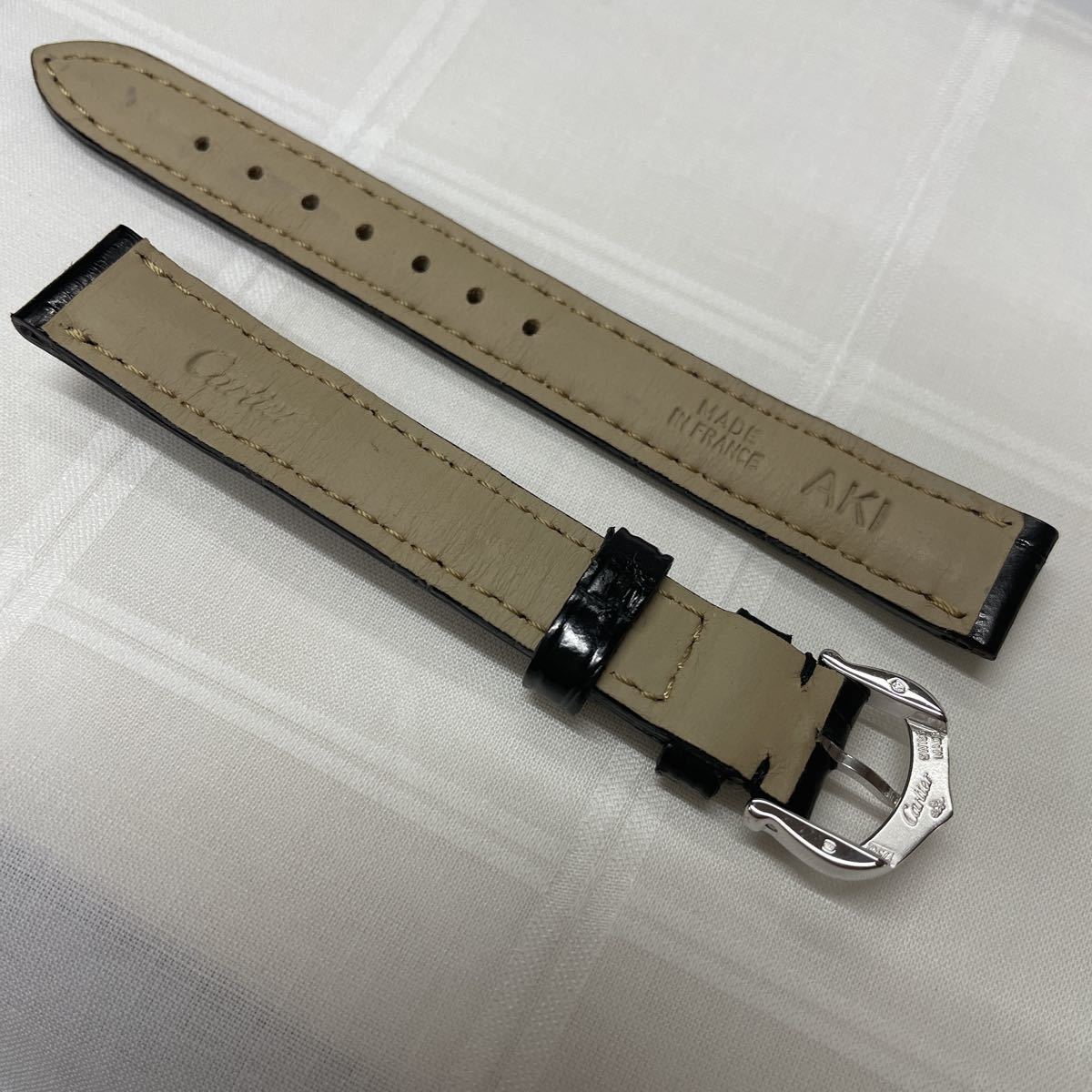 Cartier カルティエ純正時計ベルト【バックル18KWG】タンクアメリカン☆女性用ブラック13mm/12mmクロコ