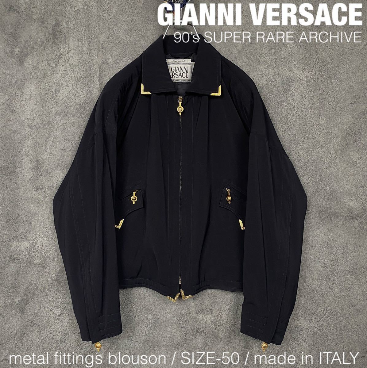 低価高評価 GIANNI VERSACE ジャンニヴェルサーチ 90s イタリア製 シルク100% 花柄 ボタニカル柄 二枚襟 総柄 54