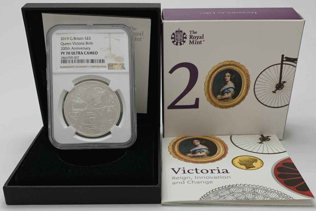 【最高鑑定 BOX&COA】イギリス 2019年 ヴィクトリア 女王 生誕 200 周年 5ポンド プルーフ 銀貨 NGC PF 70 アンティーク コイン ビクトリアの画像10