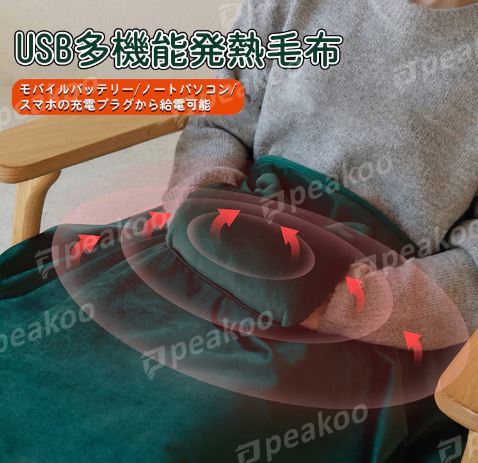 超歓迎された】 暖房 電気ブランケット USB発熱ひざ掛け 掛け敷き毛布