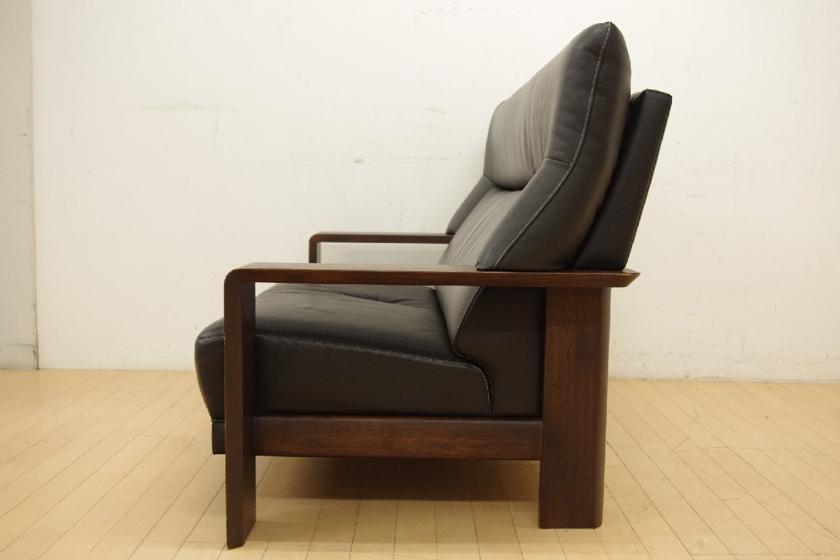  Karimoku Chitanochita-no bearing surface original leather 2 seater . wide sofa 2P width 155cm leather length chair modern living high back black black inspection ) Dante 