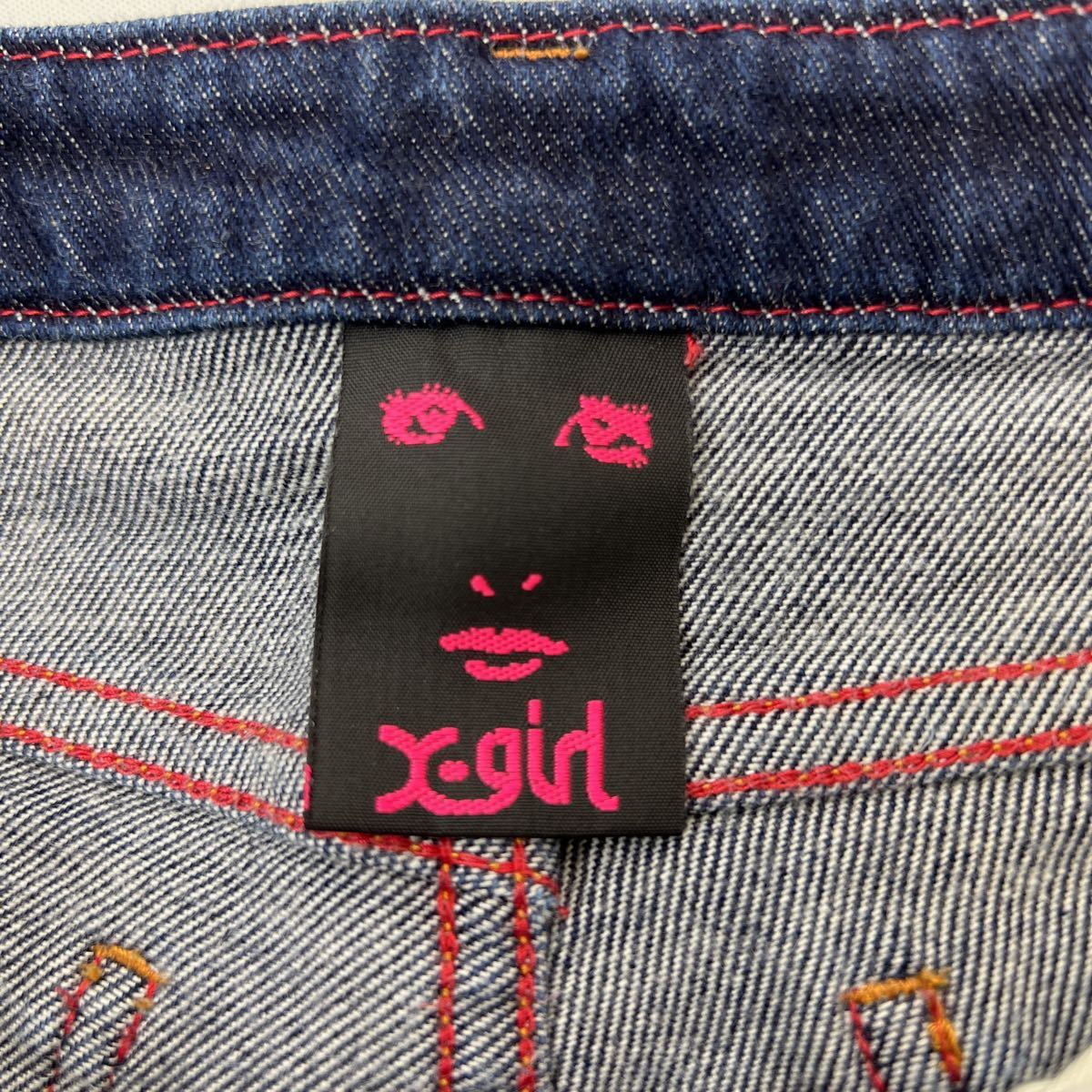 X-girl * X-girl тугой . Street стиль! обтягивающие джинсы брюки джинсы W26 цвет ... индиго надеты поворот выдающийся!#Ja5132