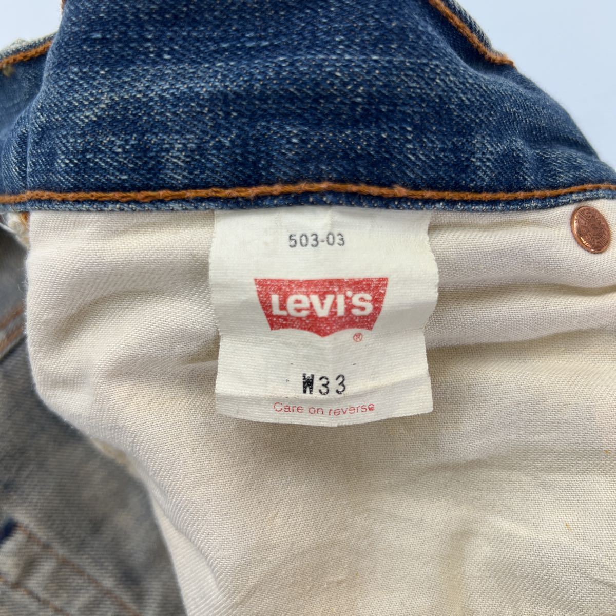  Levi's * LEVIS 503-03 максимально высокий. цвет .. чувство! Denim брюки голубой джинсы индиго W33 American Casual Street б/у одежда MIX#Ja5167