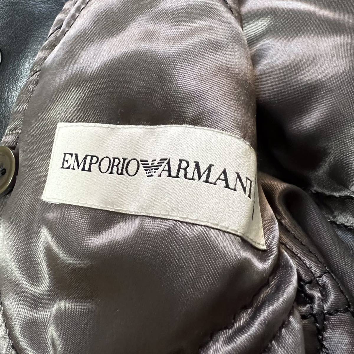 美品 アルマーニ『圧倒的な存在感』ARMANI レザージャケット ステンカラーコート テーラード ブラック 黒 メンズ ブルゾン 極暖 M_画像7