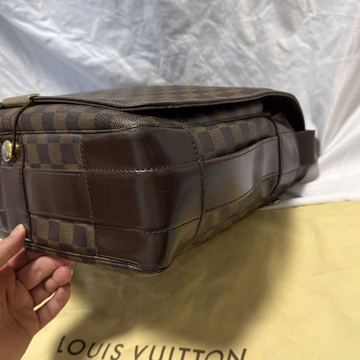 1円 【美品・保存袋付き】 LOUIS VUITTON ルイヴィトン バスティーユ ダミエ ショルダーバッグ メッセンジャー レザー ブラウン カバン 鞄_画像6