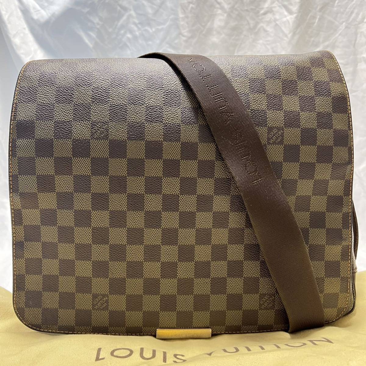 1円 【美品・保存袋付き】 LOUIS VUITTON ルイヴィトン バスティーユ ダミエ ショルダーバッグ メッセンジャー レザー ブラウン カバン 鞄_画像1