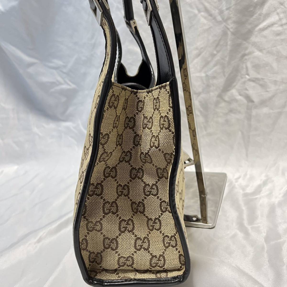 1円 美品 GUCCI グッチ ジャッキー GG キャンバス レザー ハンド バッグ _画像3