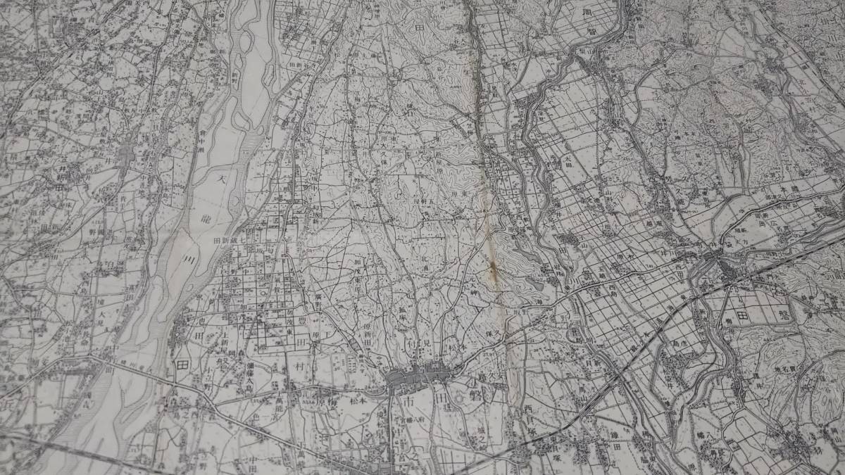 　古地図 　見付　静岡県　地図　資料　　46×57cm　　明治22年測量　　昭和32年印刷　発行　書き込み　B2211_画像2