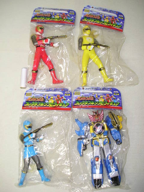 # van Puresuto Ninpu Sentai Hurricanger collectable sofvi figure all 4 kind is li ticket red / is li ticket yellow / is li ticket blue /. manner god 