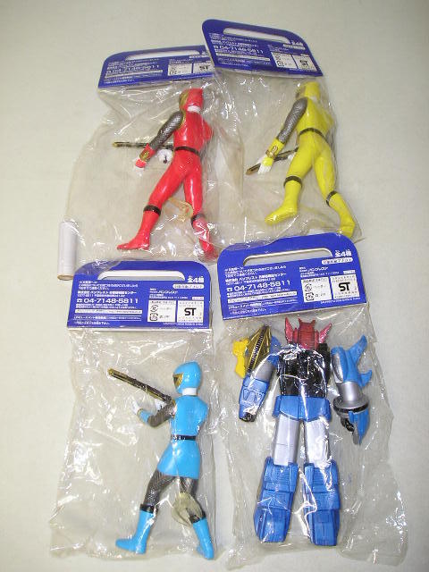 # van Puresuto Ninpu Sentai Hurricanger collectable sofvi figure all 4 kind is li ticket red / is li ticket yellow / is li ticket blue /. manner god 