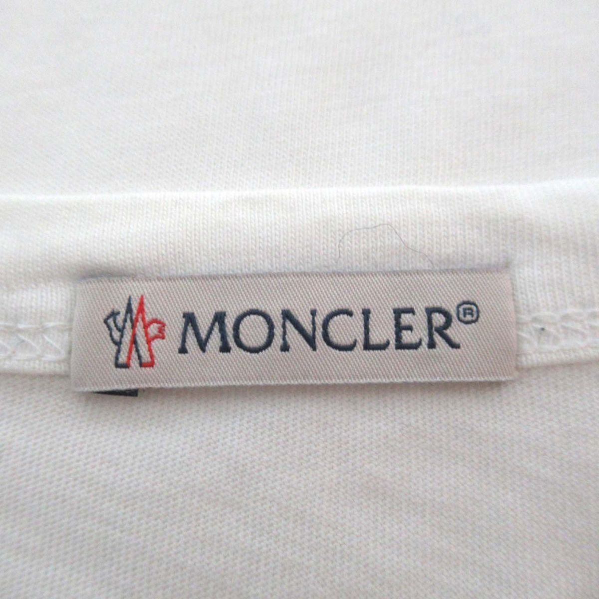 クリーニング済 美品 2017年製 MONCLER モンクレール MAGLIA ダブルワッペン 半袖 Tシャツ カットソー Lサイズ 白 ホワイト C1002_画像8