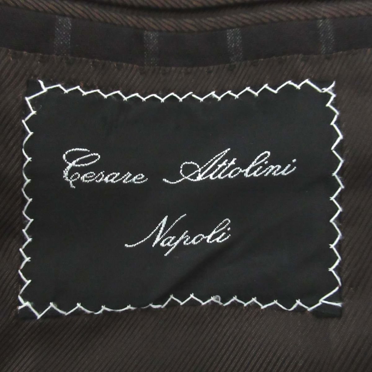 美品 Cesare Attolini チェザレアットリーニ S'120 ウール カシミヤブレンド ストライプ 3B シングル スーツ セットアップ 46 黒 C1004_画像10