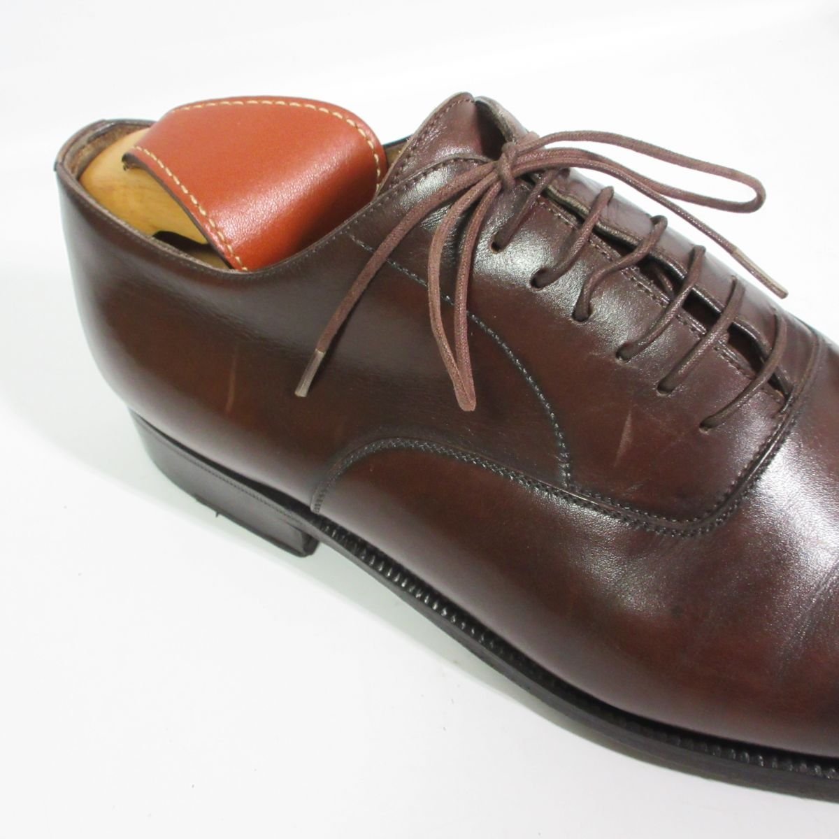 美品 Enzo Bonafe エンツォボナフェ レザー ストレートチップ ドレスシューズ 革靴 ビジネスシューズ 39.5 約24.5cm 茶 ブラウン 105_画像7