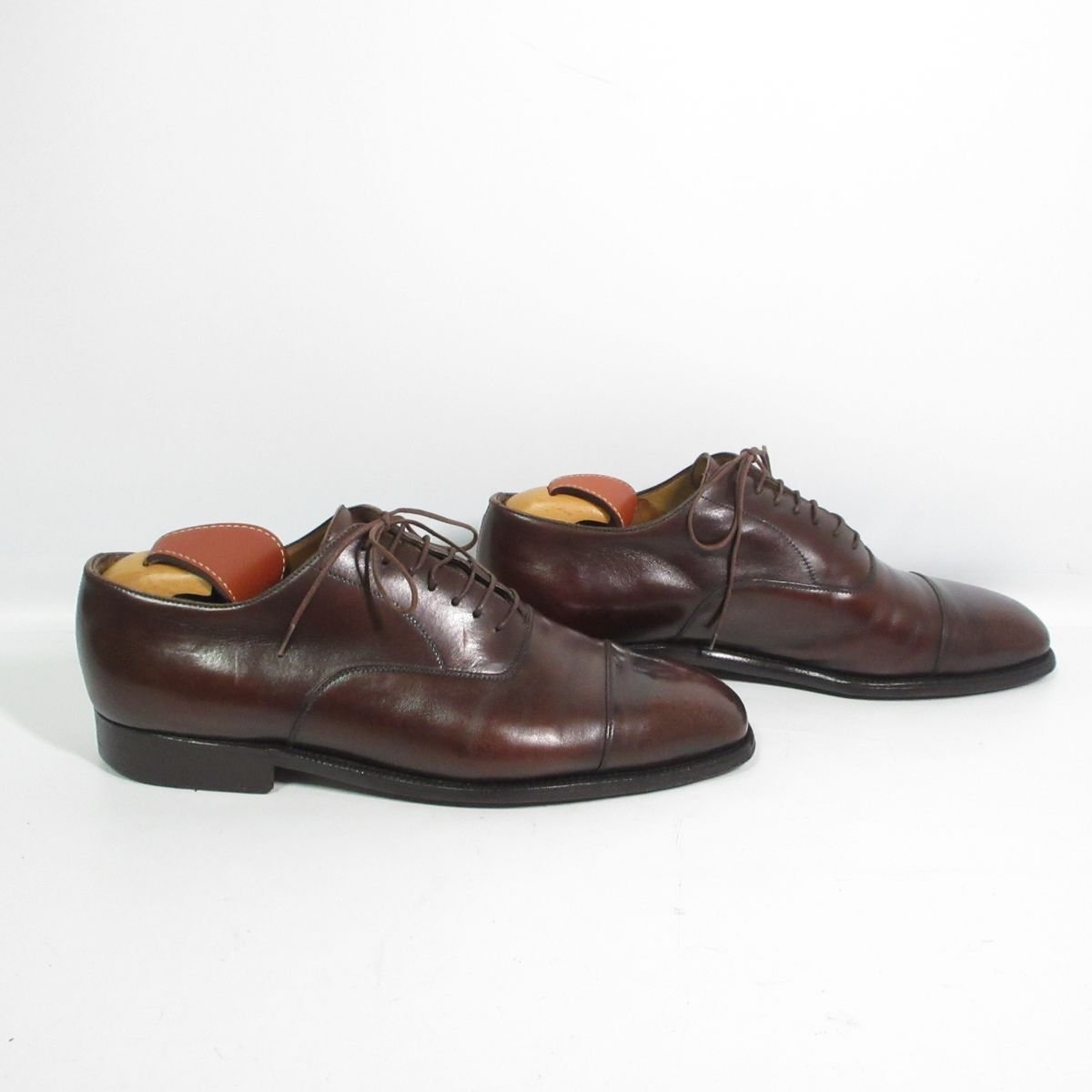 美品 Enzo Bonafe エンツォボナフェ レザー ストレートチップ ドレスシューズ 革靴 ビジネスシューズ 39.5 約24.5cm 茶 ブラウン 105_画像2
