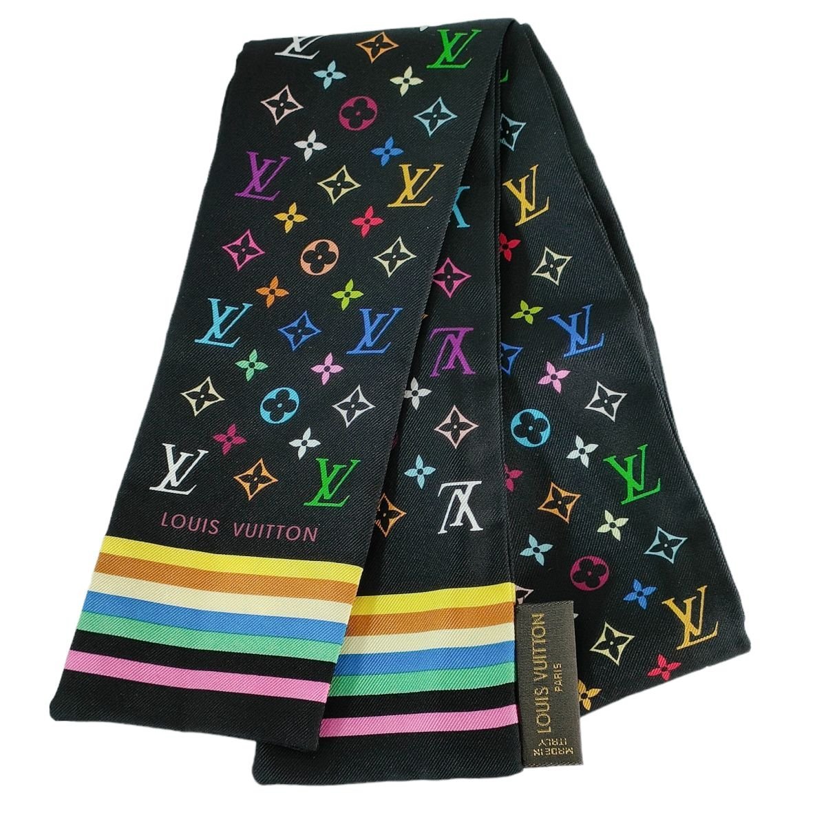 【楽ギフ_のし宛書】小物美品 LOUIS VUITTON ルイヴィトン シルク100% モノグラムマルチ